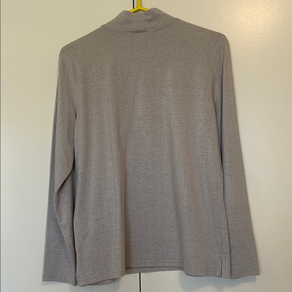 Talbots Light Gray/silver mock Turtleneck size large - Picture 6 of 7